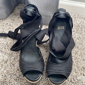 UGG SILK ankle wrap espadrilles. Great condition.